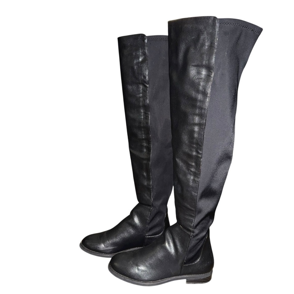 Womens Knee High Riding Boots Black Size 6.5 Low Heel Casual Fall Winter